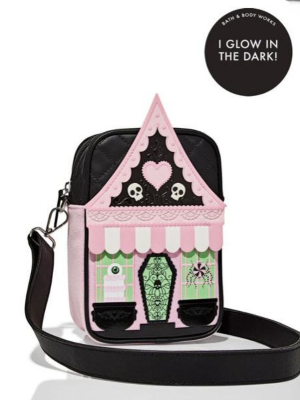 Bath & Body Works Pink, Black & Mint Gothic House Crossbody Mini Bag